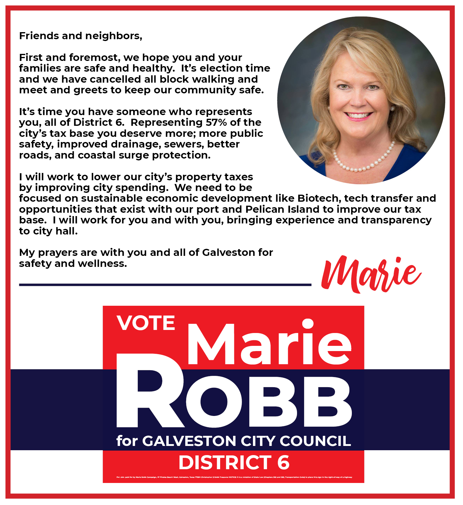 Vote Marie Robb for Galveston City Council